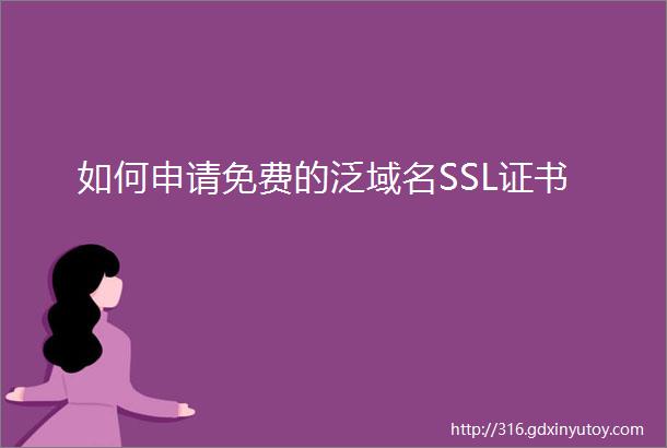 如何申请免费的泛域名SSL证书
